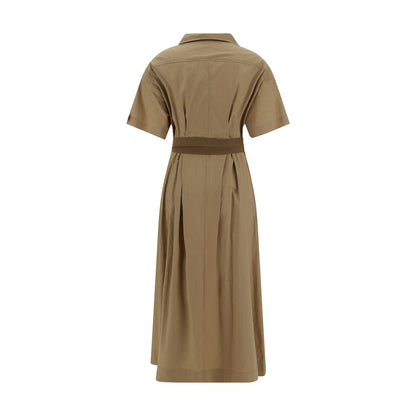 Brown Cotton Casual Dress