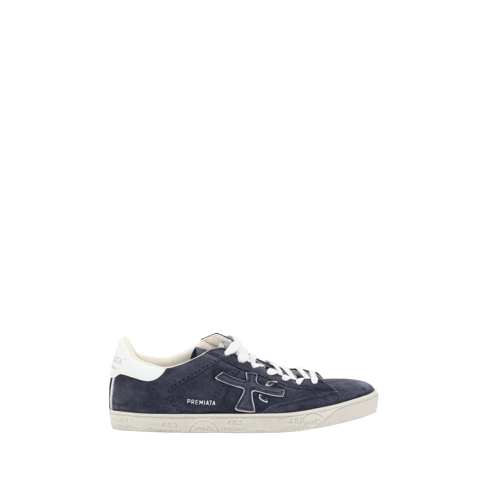 Blue Calf Leather Bos Taurus Low Top Sneakers