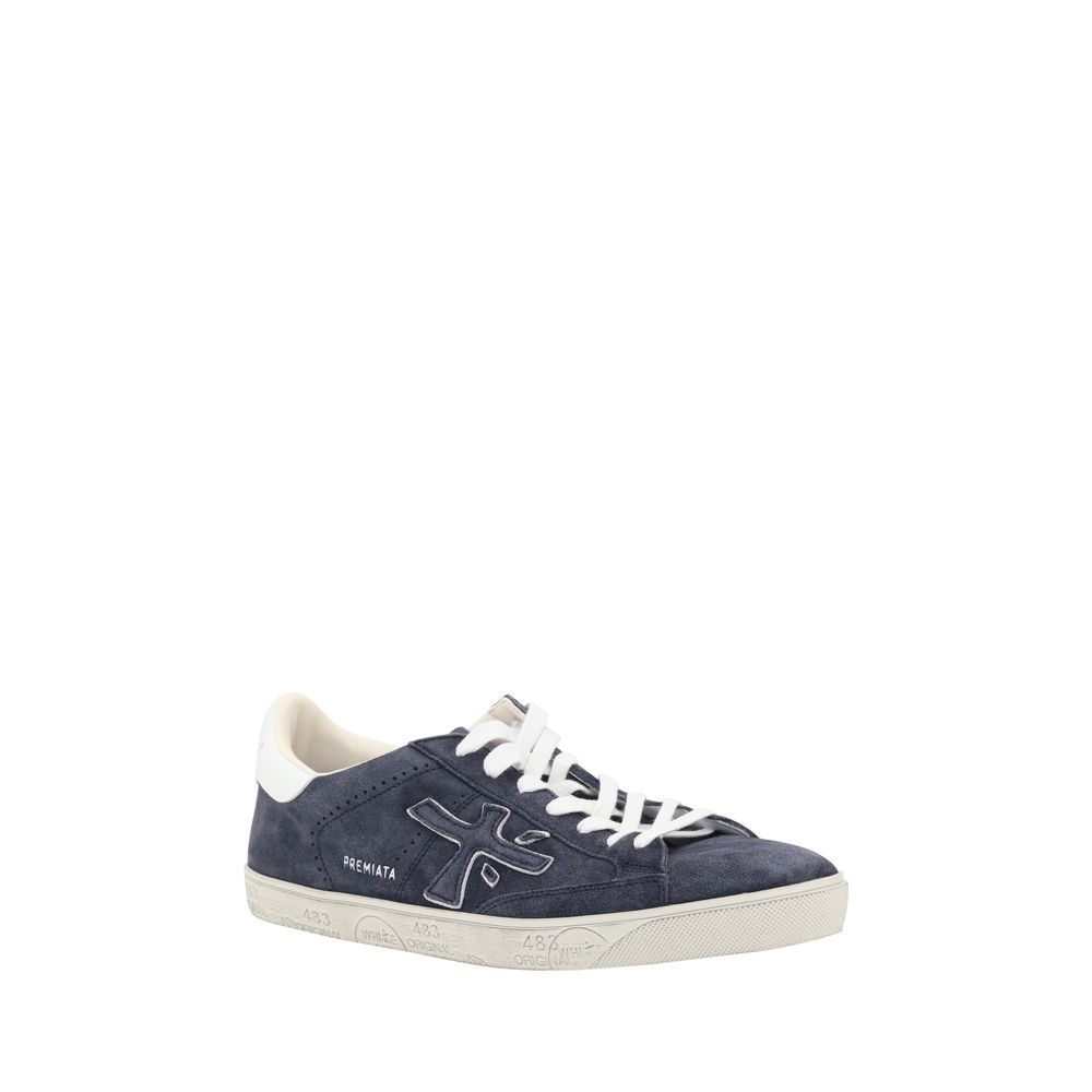Blue Calf Leather Bos Taurus Low Top Sneakers