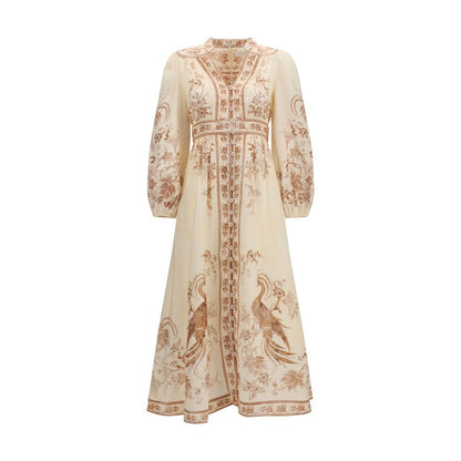 Beige Linen Casual Dress