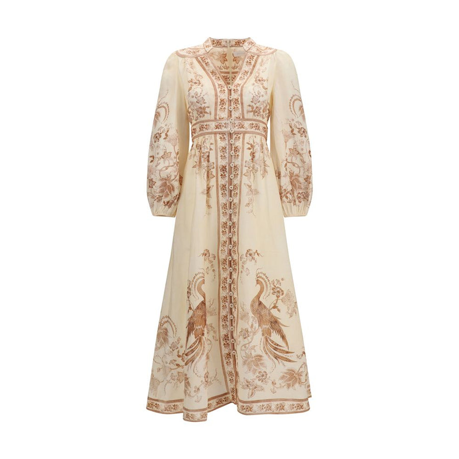 Beige Linen Casual Dress