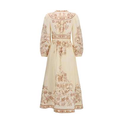 Beige Linen Casual Dress