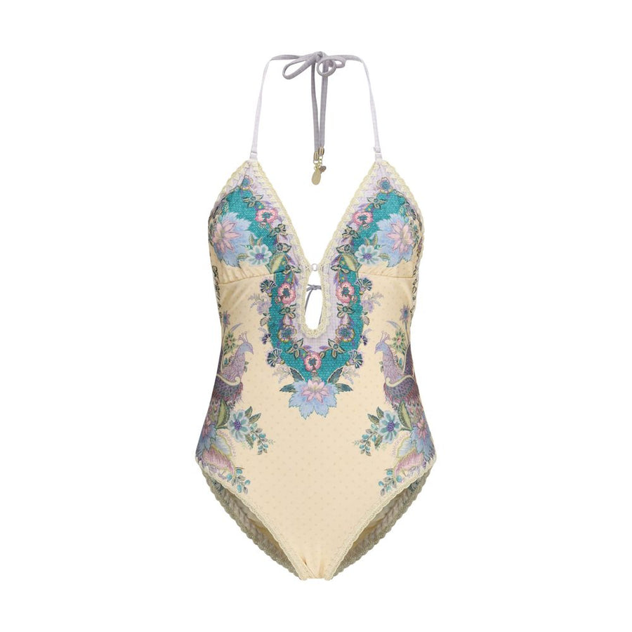 Beige Polyamide One-Piece Swimsuit