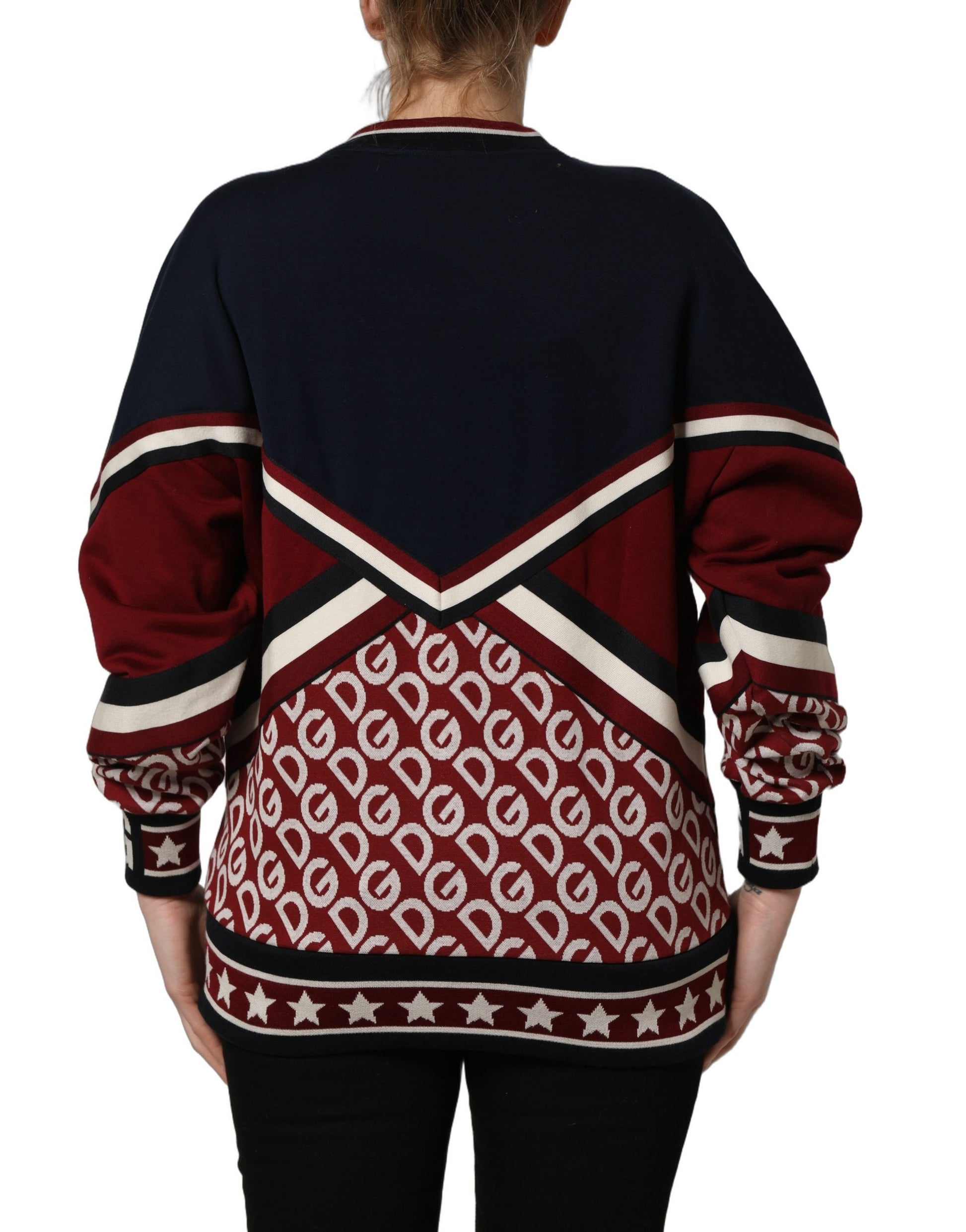 Blue Red Paneled 'Royals' Patch Sweatshirt Sweater