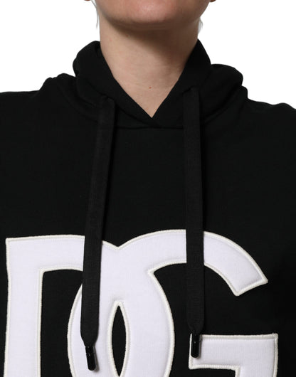 BlackWhite Appliqué Hooded Sweatshirt Sweater