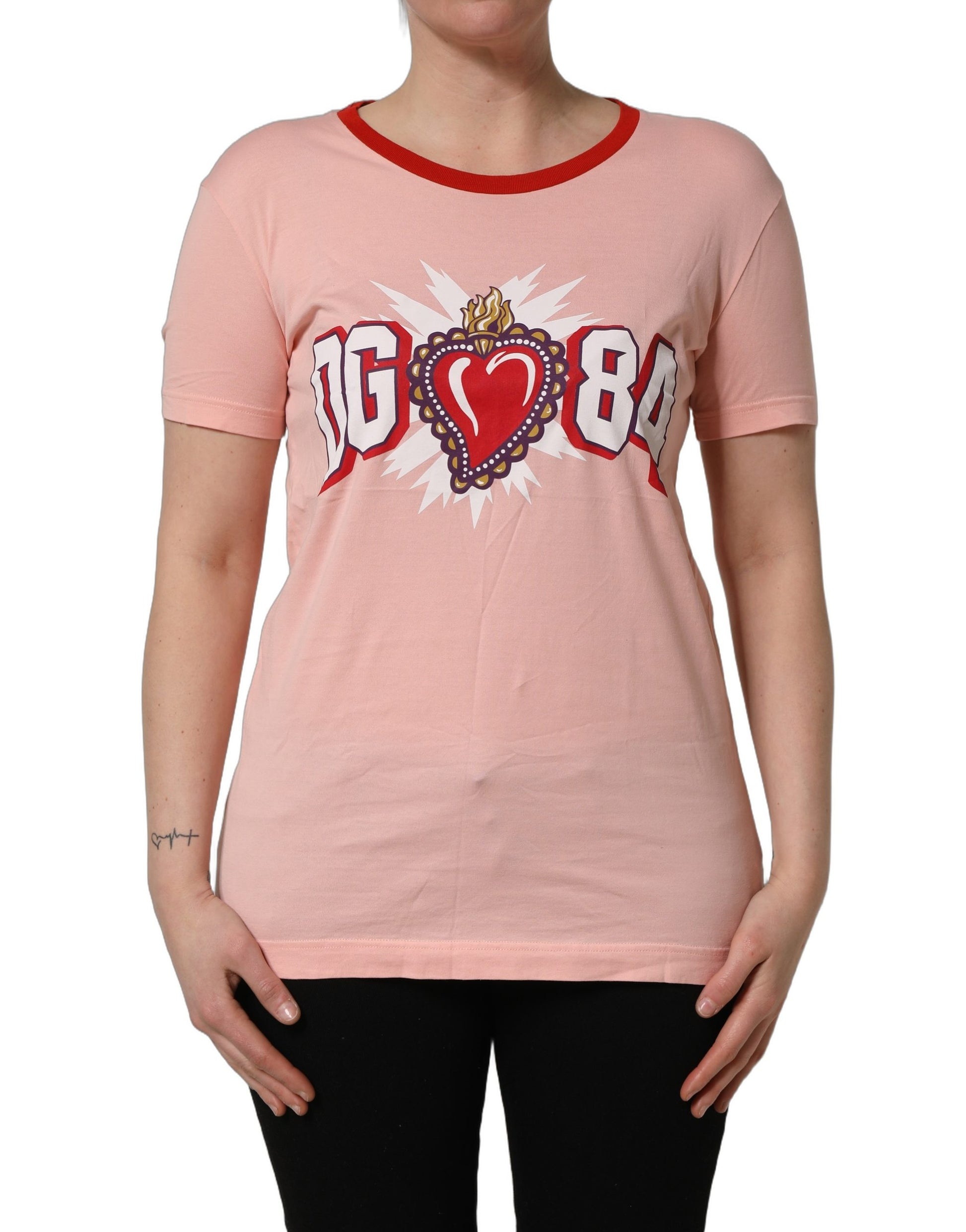 Pink Graphic Print Cotton Crew Neck T-shirt