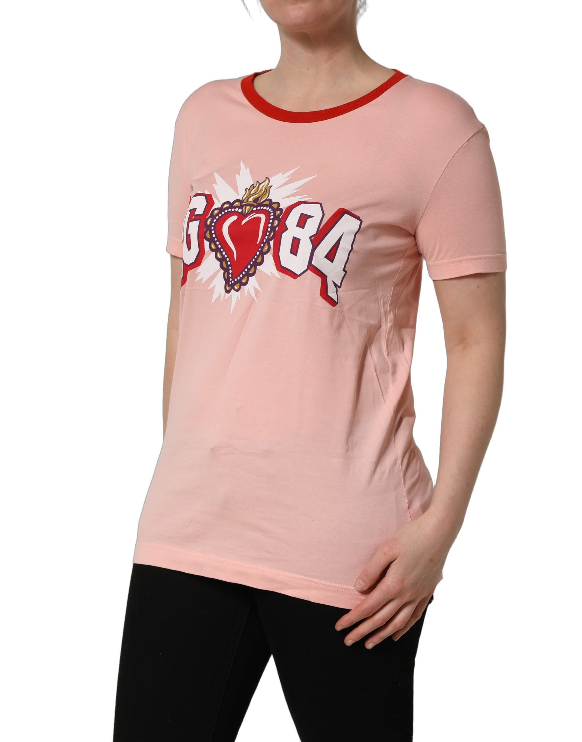 Pink Graphic Print Cotton Crew Neck T-shirt
