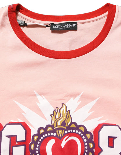 Pink Graphic Print Cotton Crew Neck T-shirt