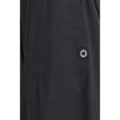 Black Polyester Casual Pants