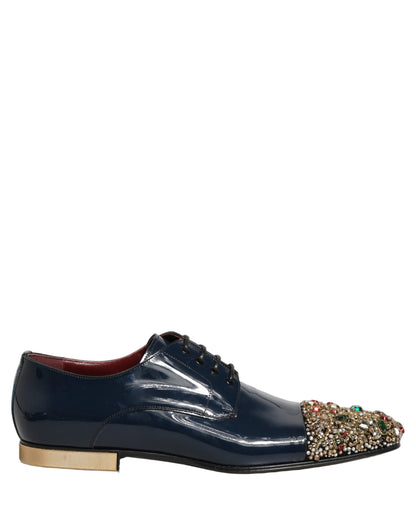 Blue Embellished Men Derby Dress Formal Shoes
