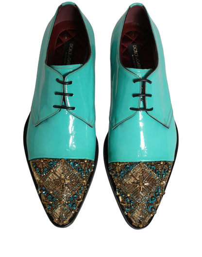 Aqua Blue Embellished Derby Dress Formal Shoes