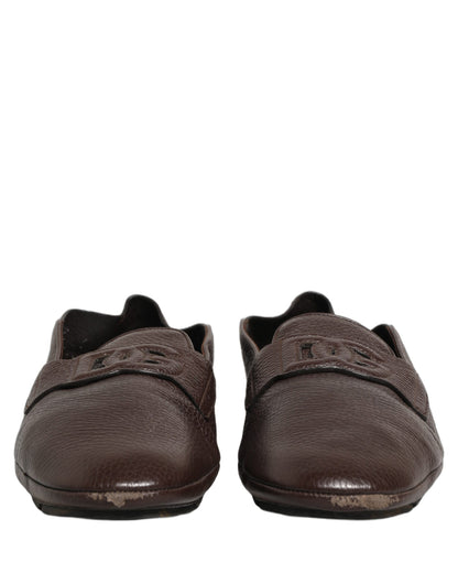Brown Deerskin Leather Driver Loafers Shoes