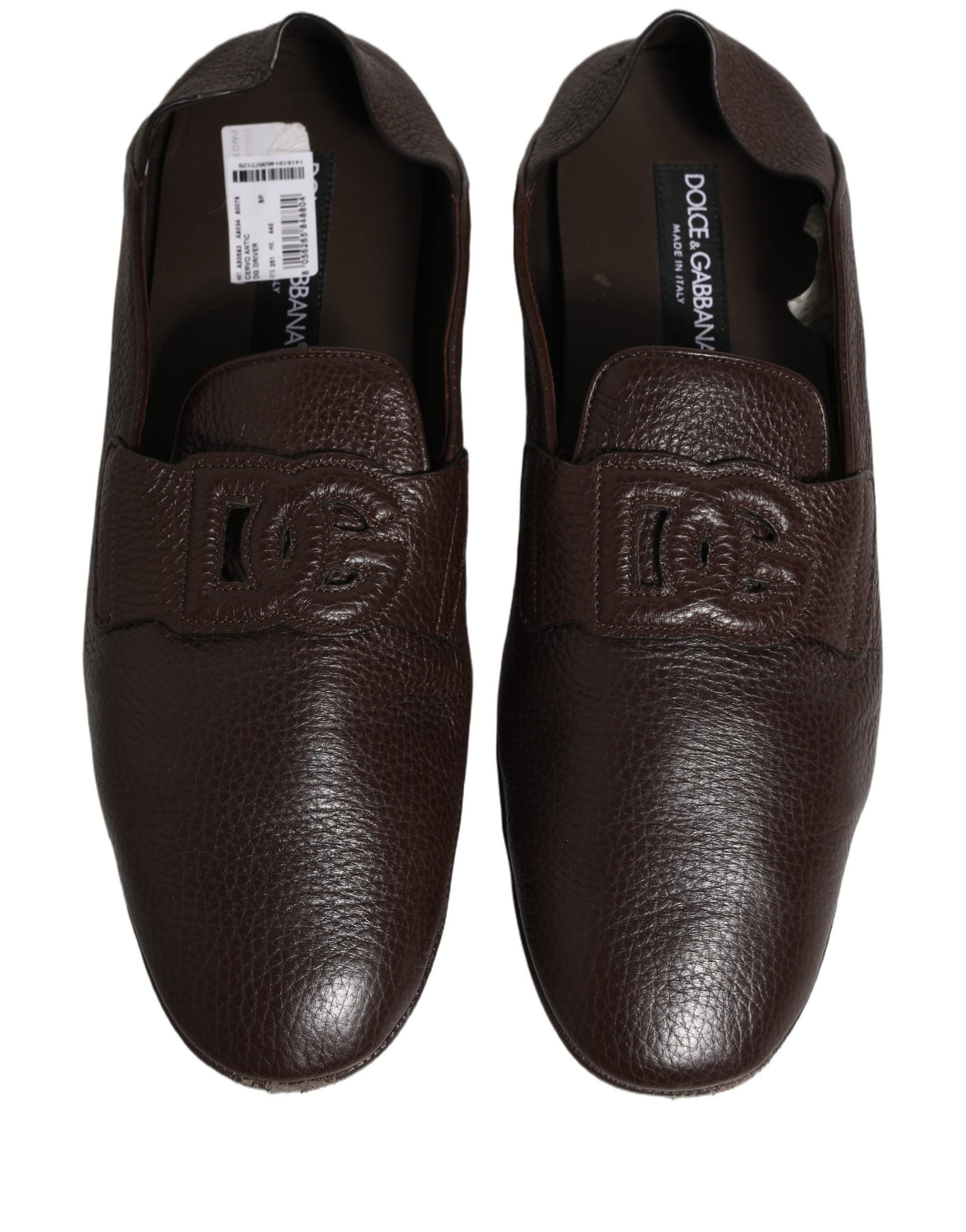 Brown Deerskin Leather Driver Loafers Shoes