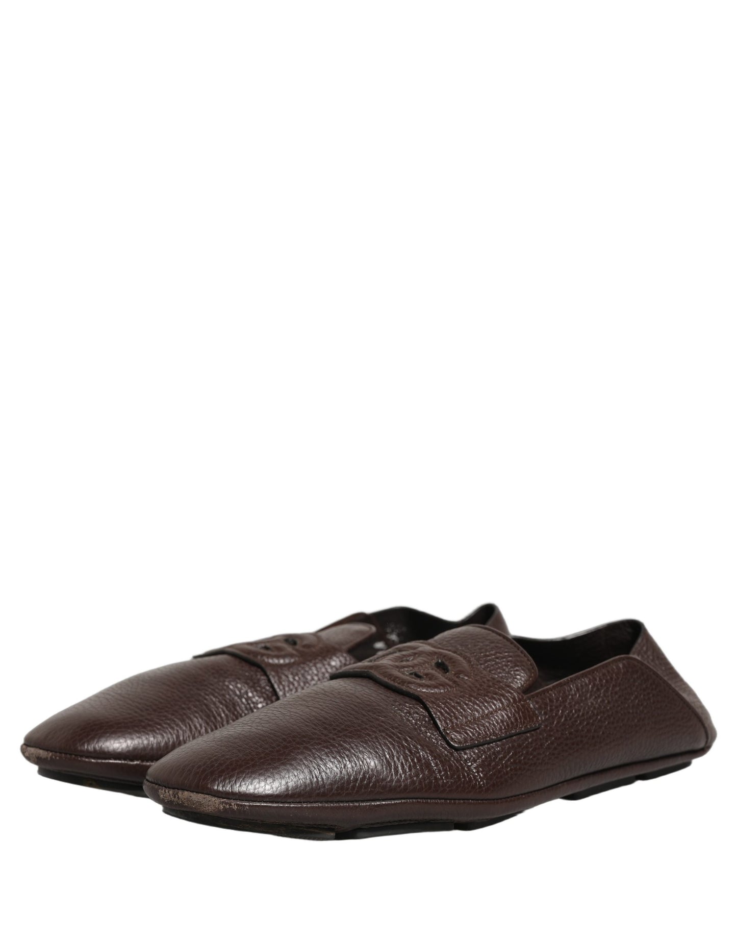 Brown Deerskin Leather Driver Loafers Shoes