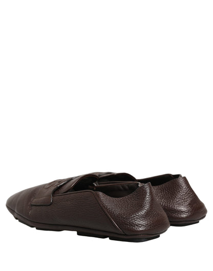 Brown Deerskin Leather Driver Loafers Shoes