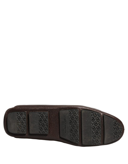 Brown Deerskin Leather Driver Loafers Shoes
