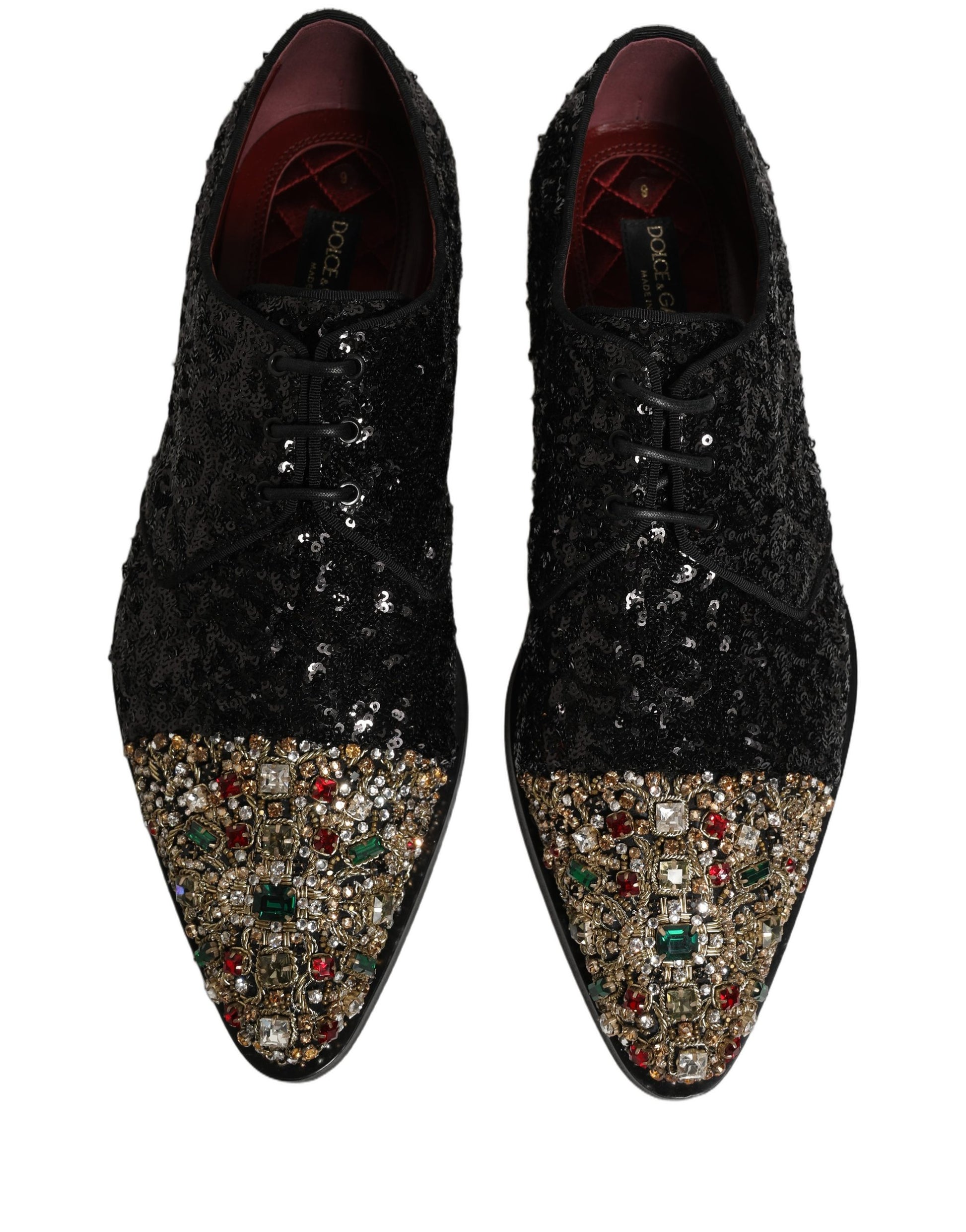 Black Sequin Embellished Men Derby Dress Shoes