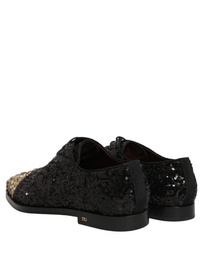 Black Sequin Embellished Men Derby Dress Shoes