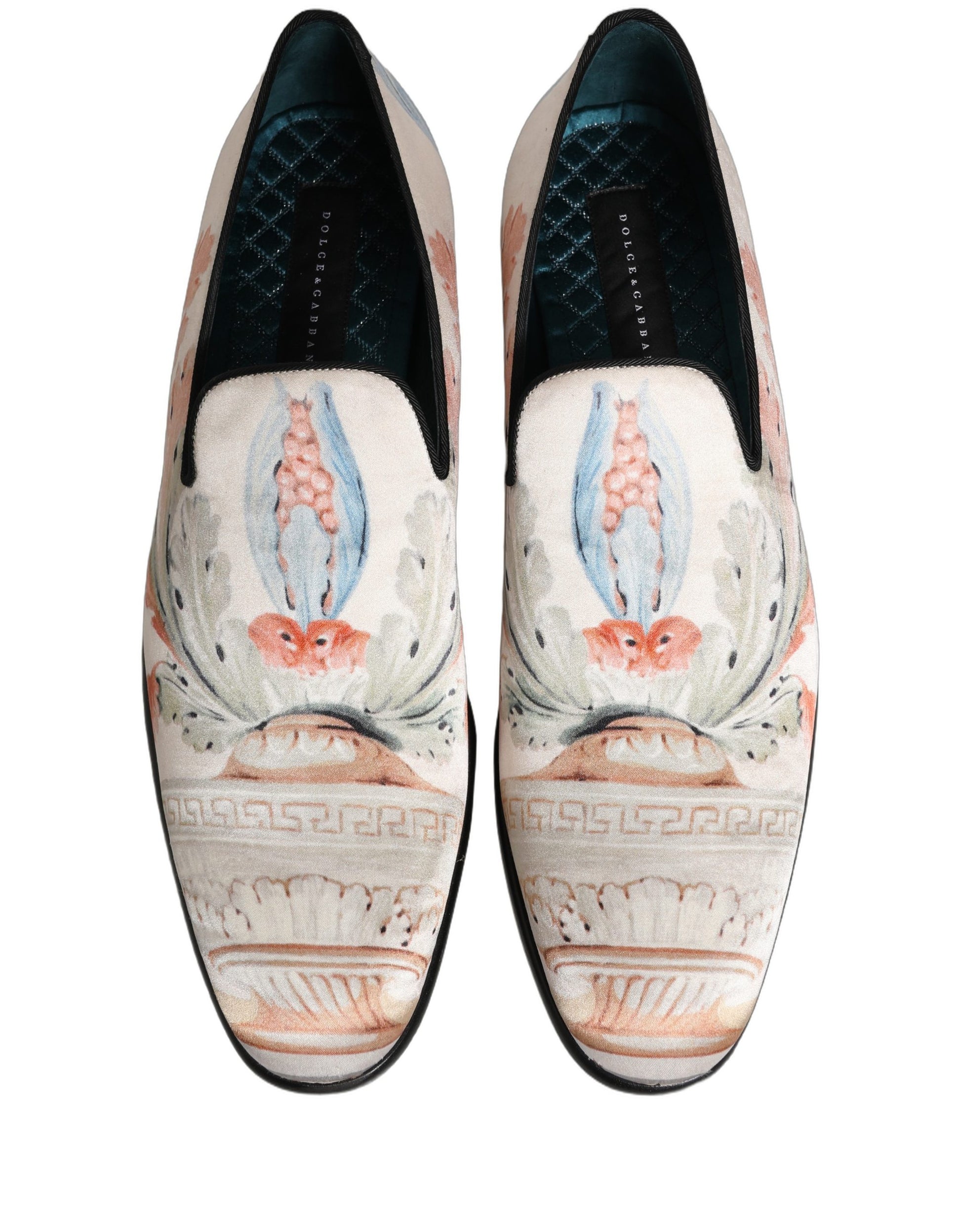 White Floral Vase Slip On Dress Loafers Shoes