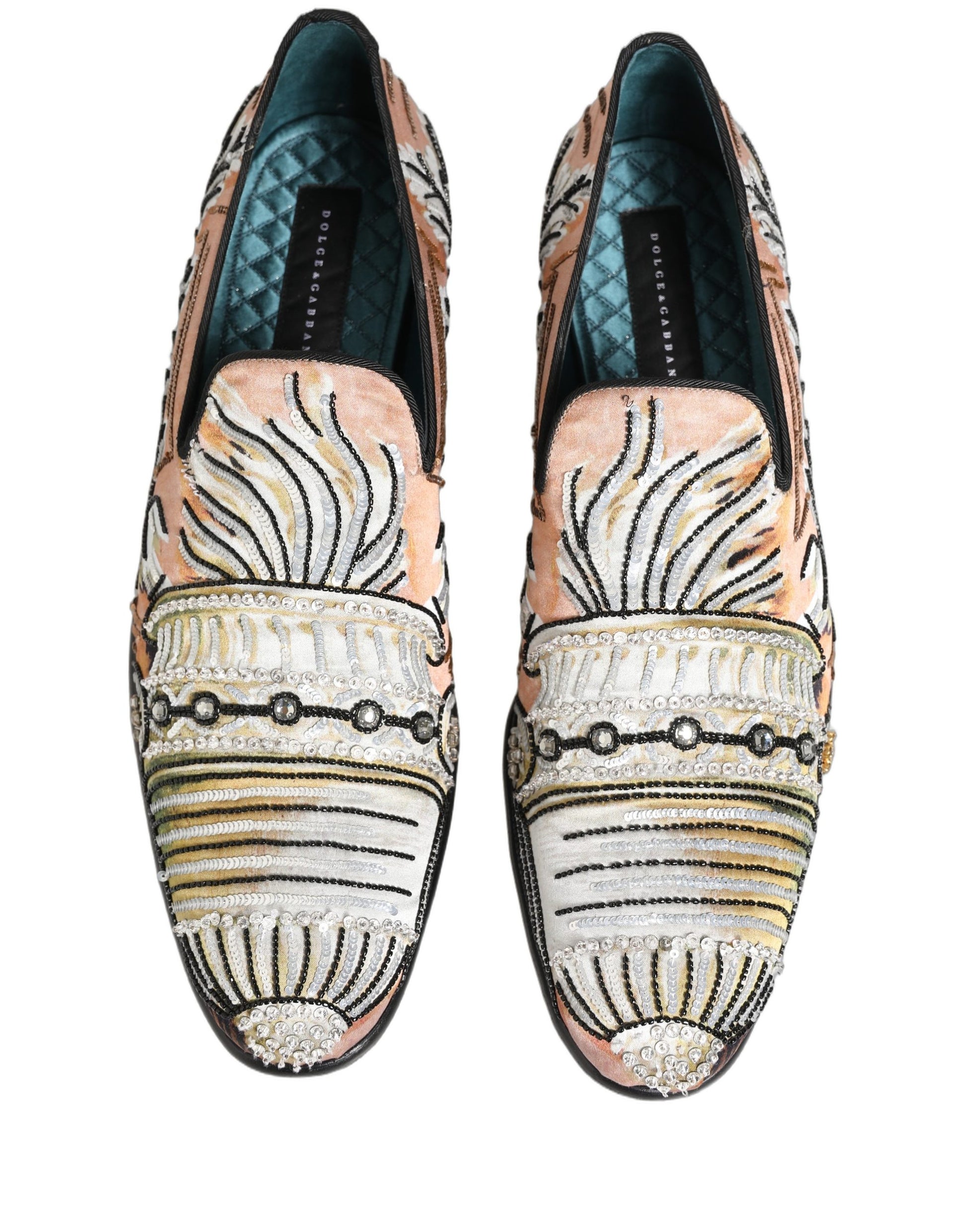 Multicolor Brocade Sequin Dress Loafers Shoes