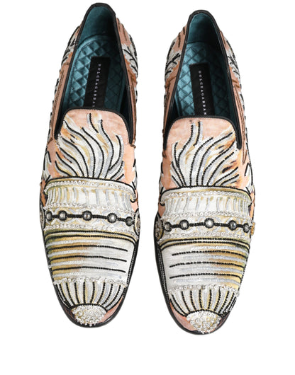 Multicolor Brocade Sequin Dress Loafers Shoes