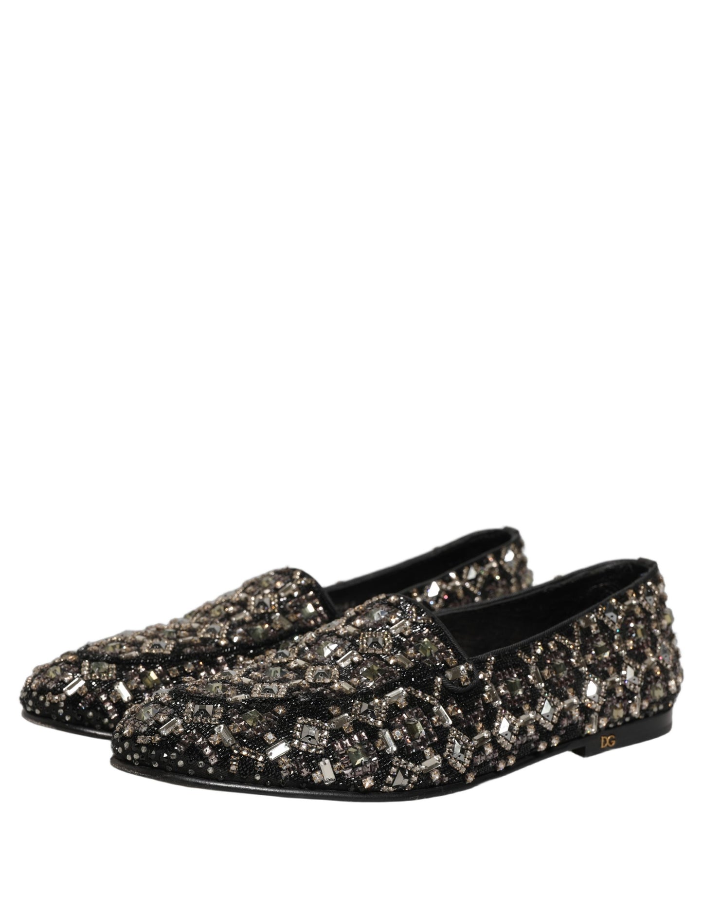 Silver Leather Logo Slip On Loafers Shoes