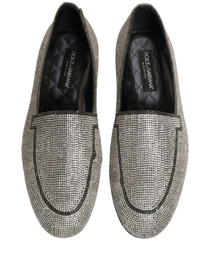 Silver Crystal Embellished Men Loafers Shoes