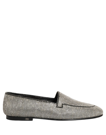 Silver Crystal Embellished Men Loafers Shoes