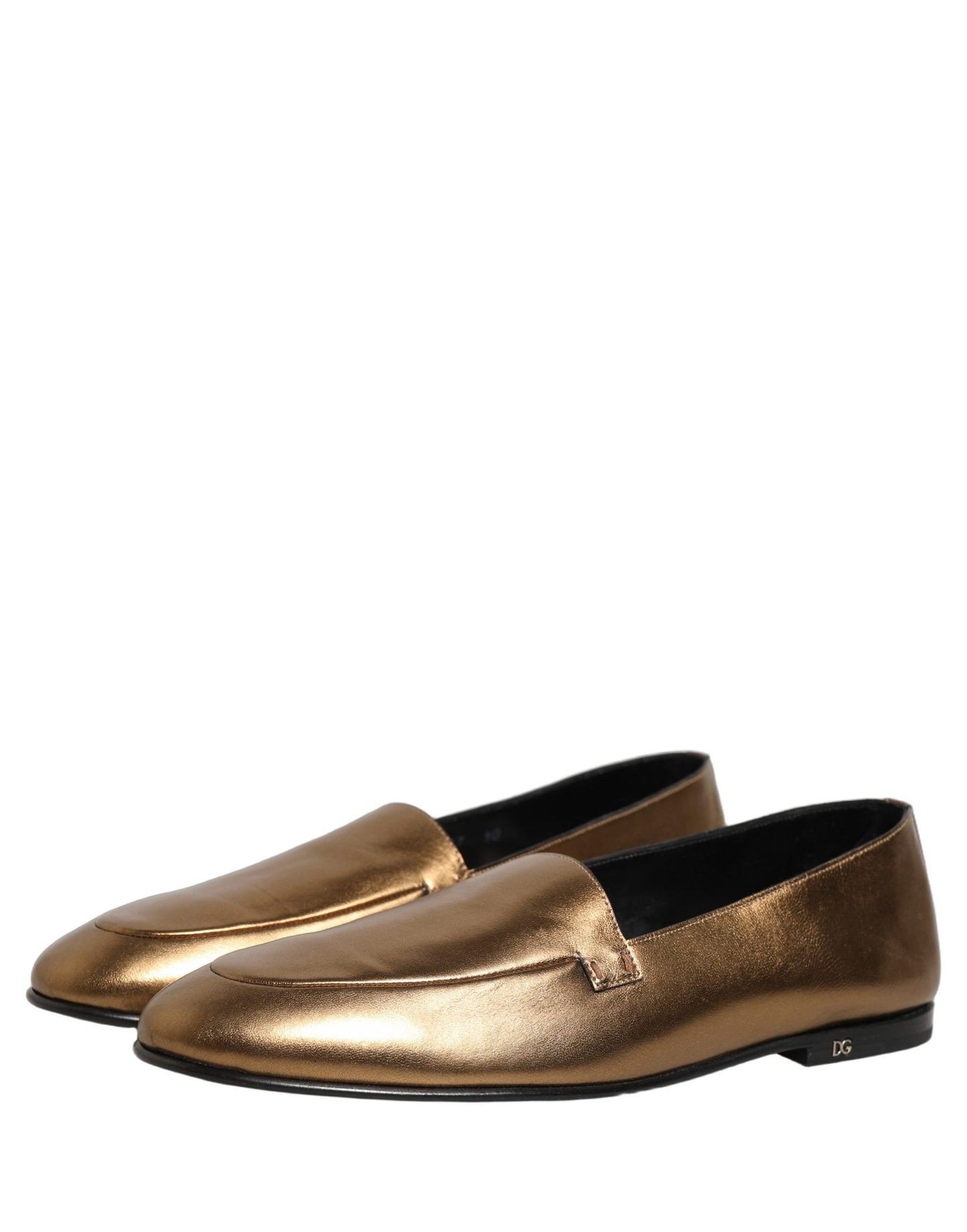 Gold Leather DG Logo Slip On Men Loafers Shoes