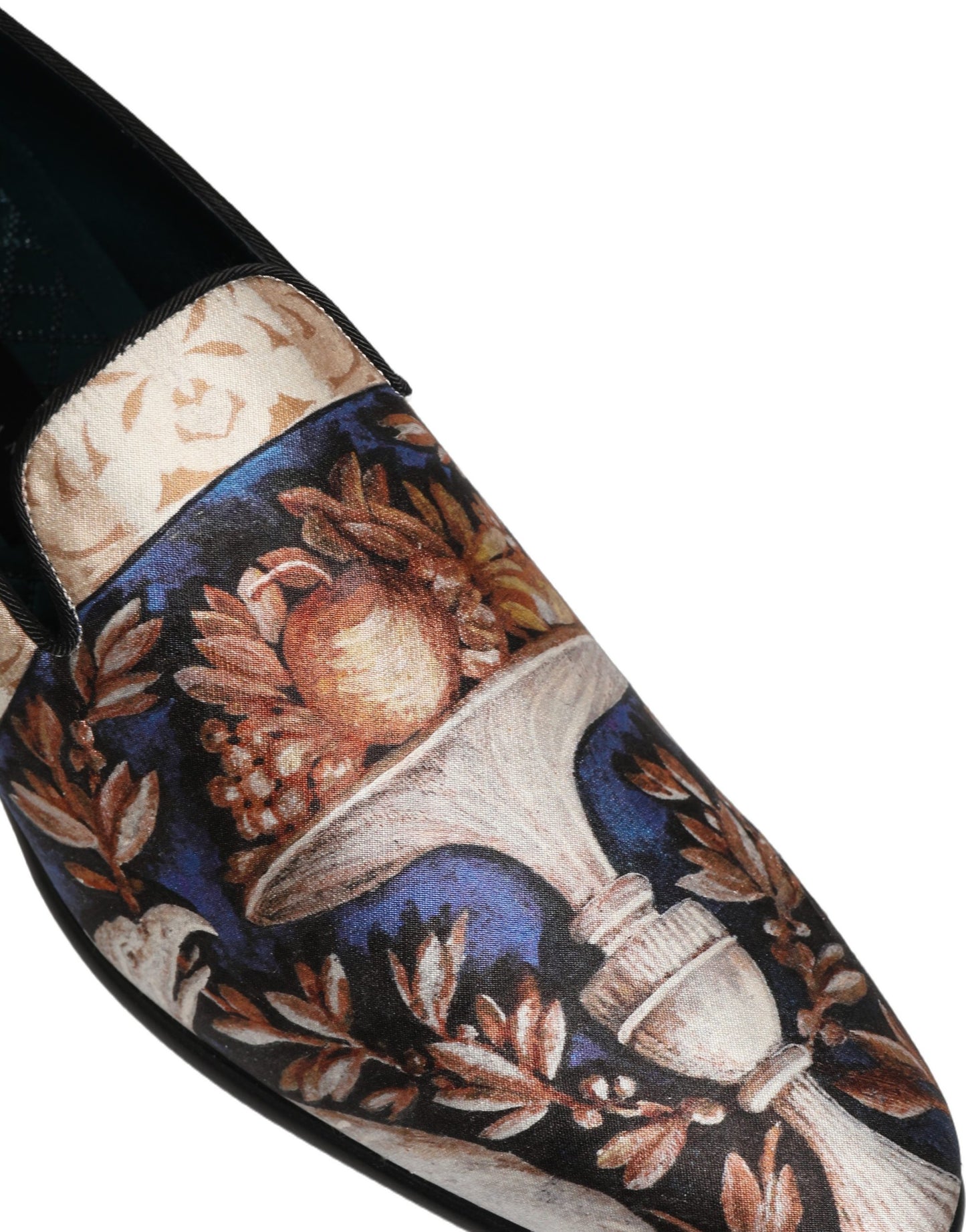 Multicolor Fruit Print Velvet Loafers Shoes