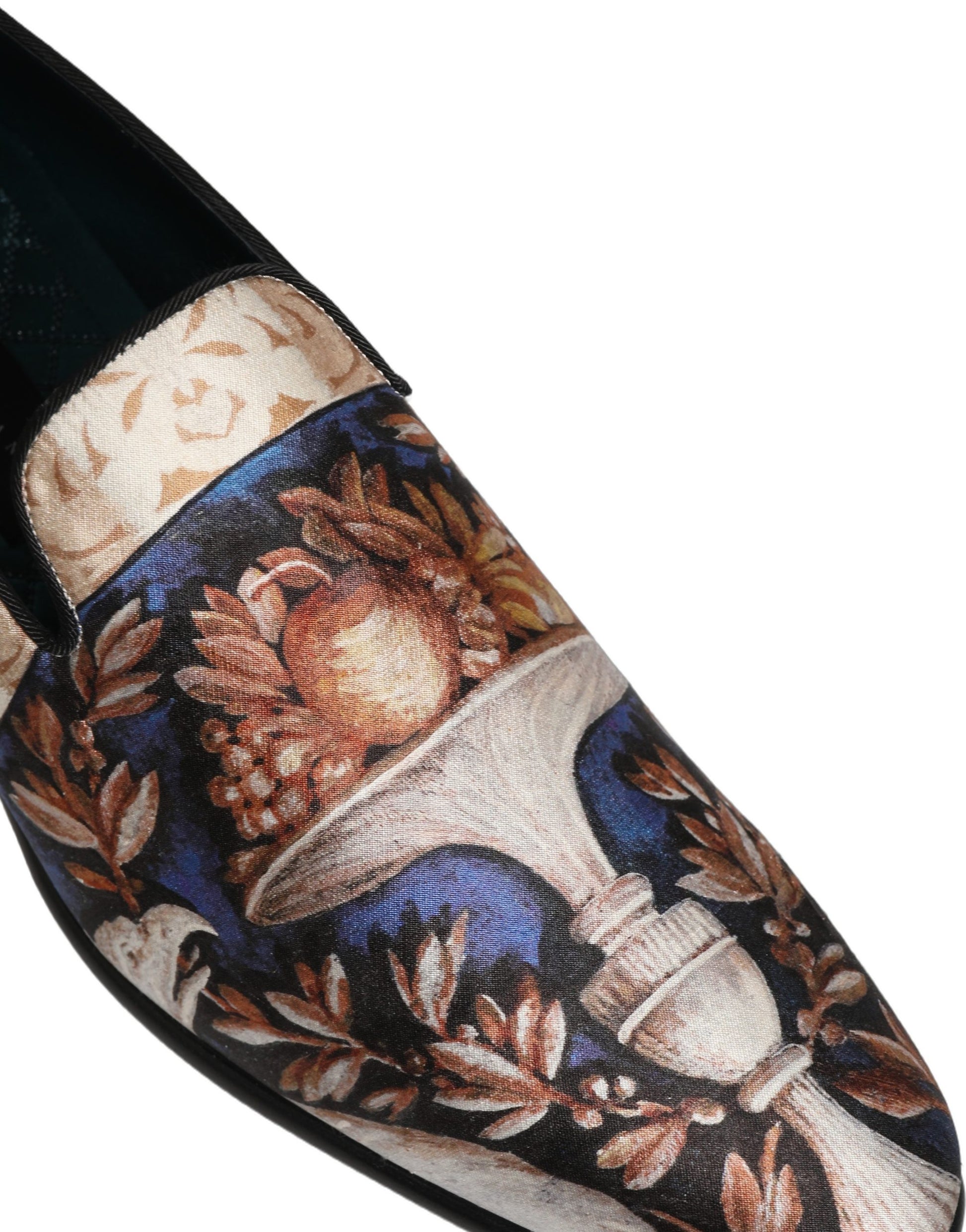 Multicolor Fruit Print Velvet Loafers Shoes