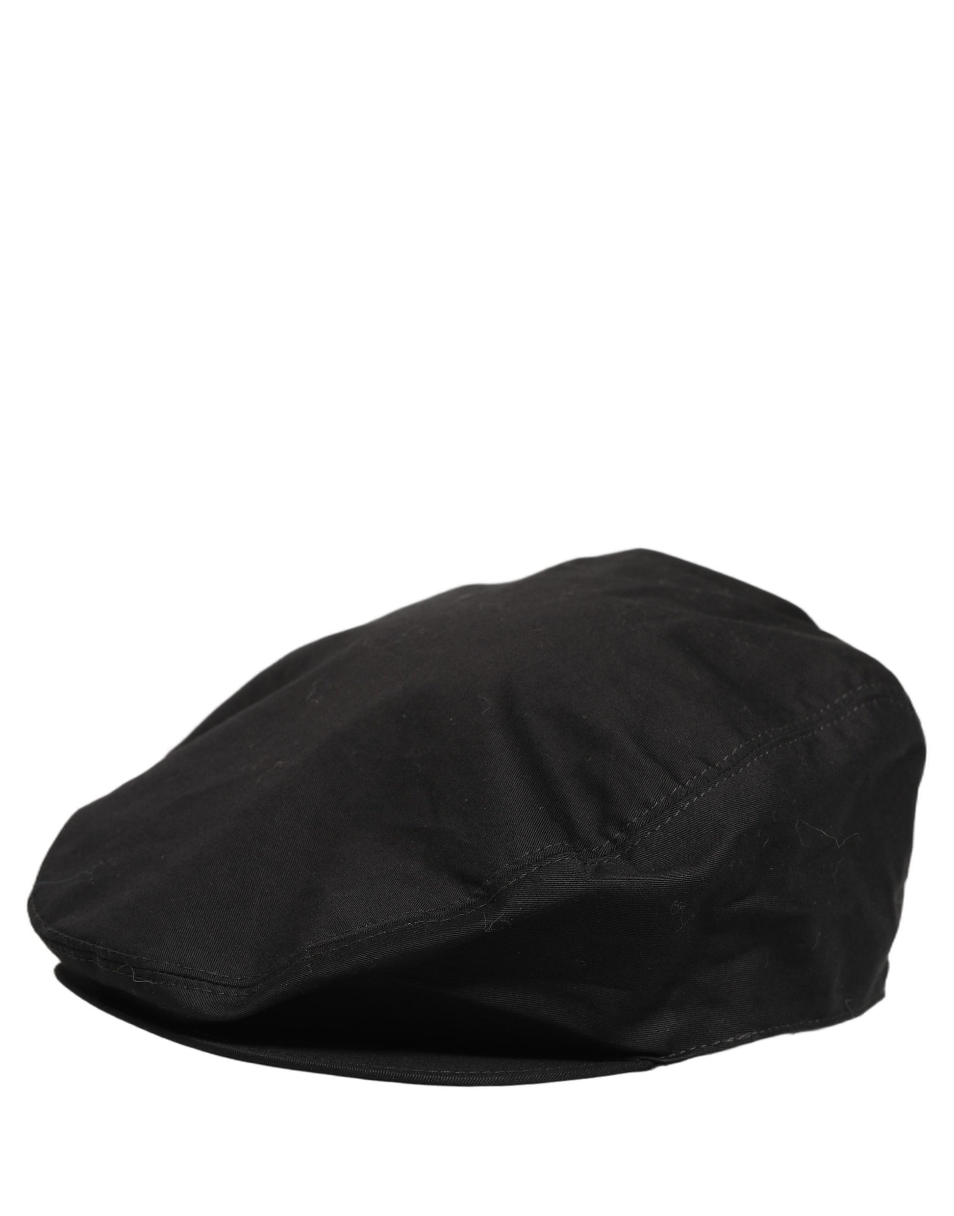 Men Black Cotton Stretch Newsboy Cloth Capello Hat