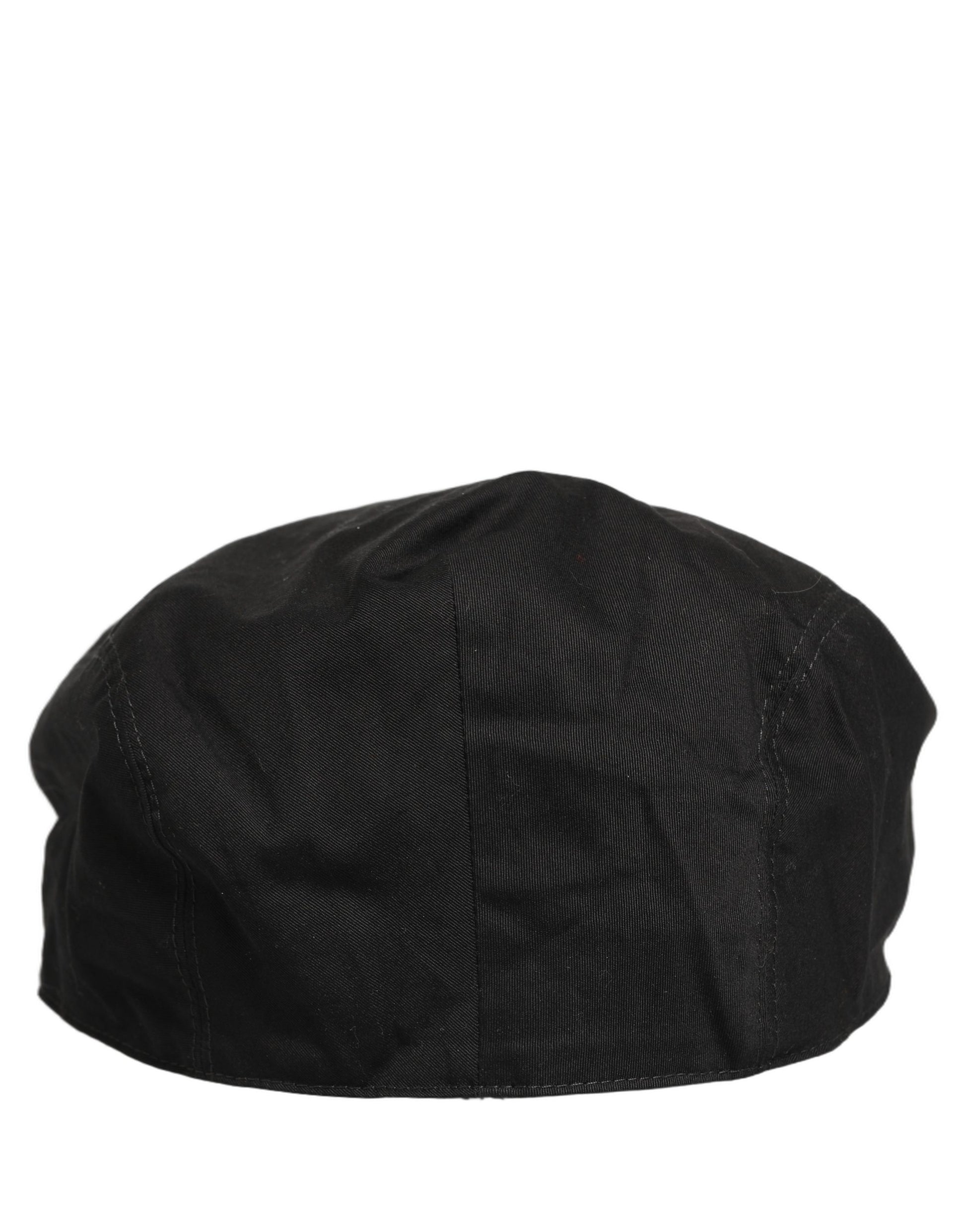 Men Black Cotton Stretch Newsboy Cloth Capello Hat