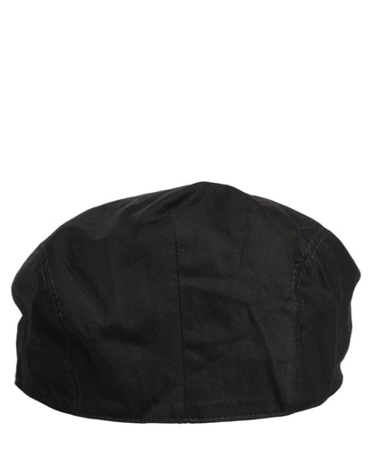Men Black Cotton Stretch Newsboy Cloth Capello Hat