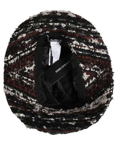Women Multicolor Acrylic Tweed Bucket Capello Hat