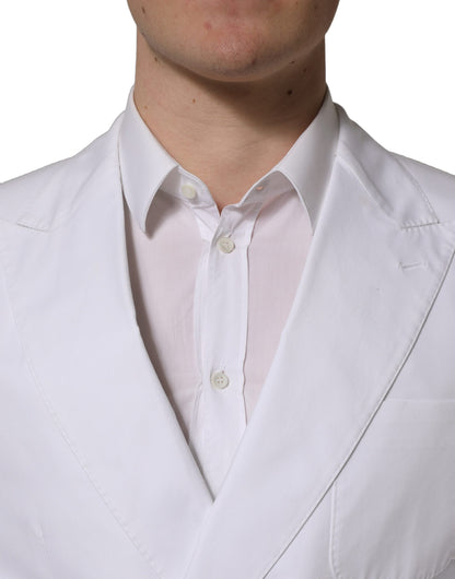 White Cotton Double Breasted Blazer Jacket
