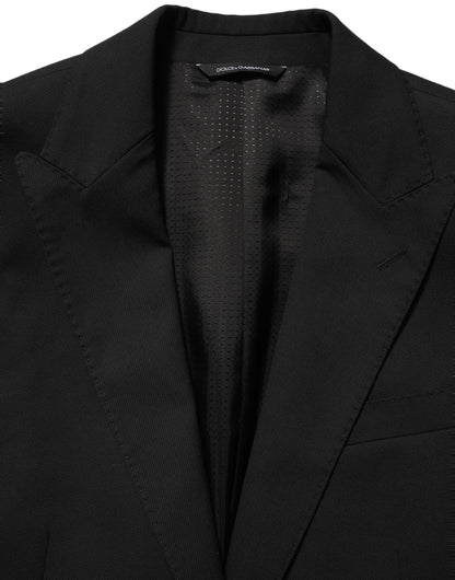 Black Polyester Single Breasted Blazer Jacket