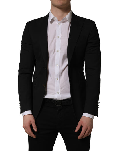 Black Polyester Single Breasted Blazer Jacket