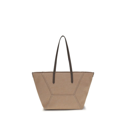 Beige Cotton Shoulder Bag