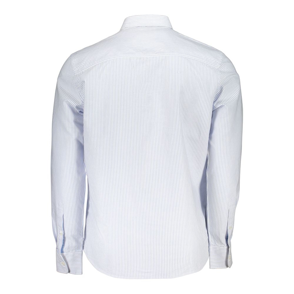 Azzurro Cotton Men Shirt with Long Sleeves and Button-Down Collar