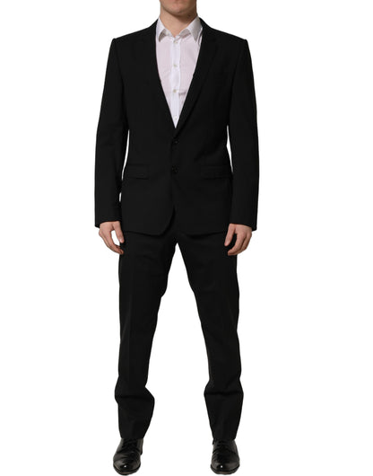 Black Wool Slim Fit Formal 2 Piece Men Suit