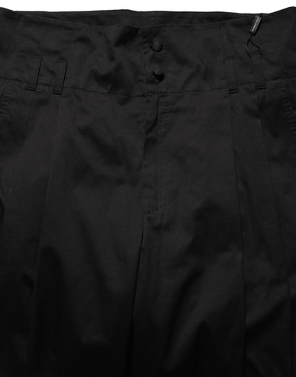 Black Cotton Straight Leg DressTrouser Pants