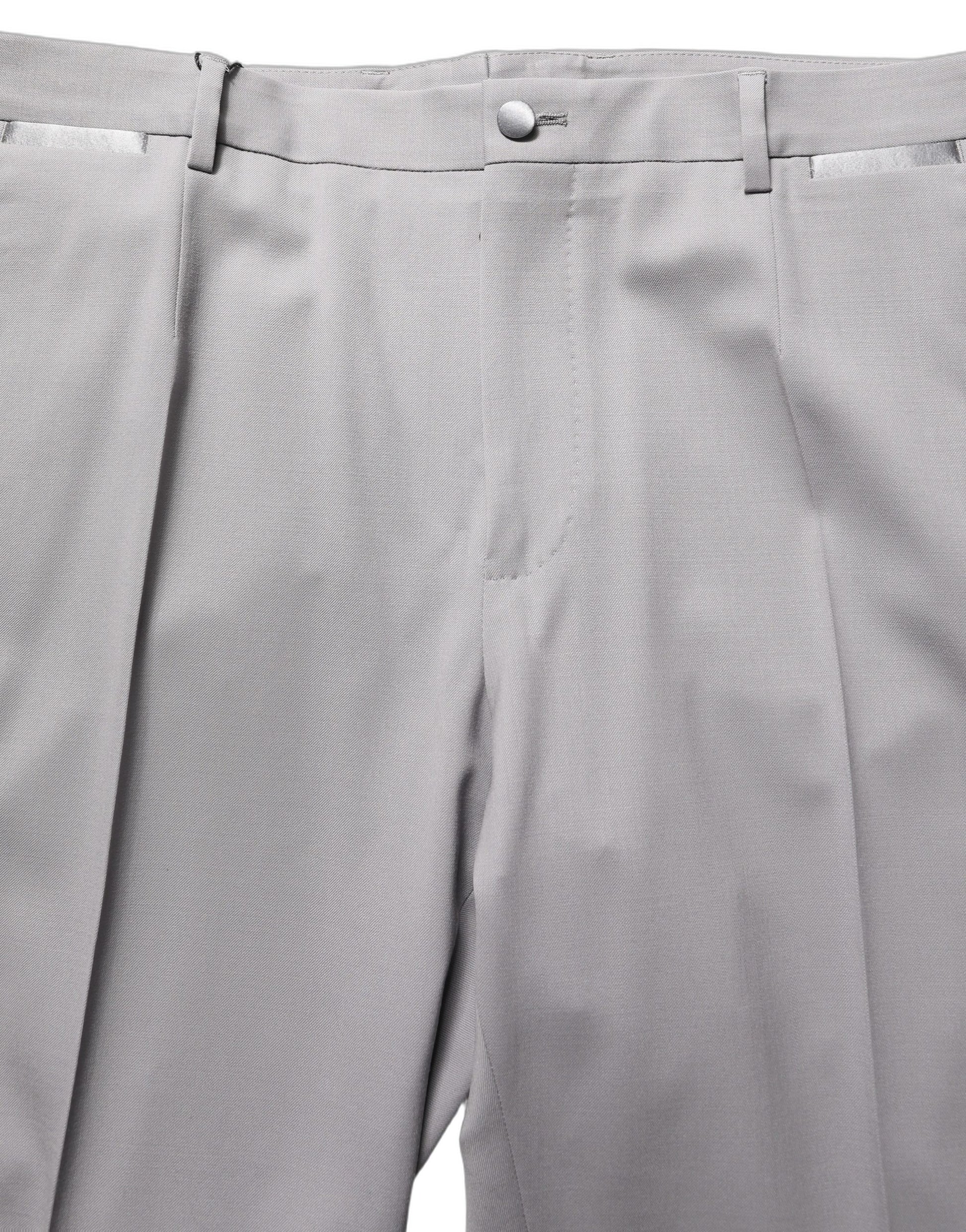 Gray Wool Tapered Men Dress Trouser Pants