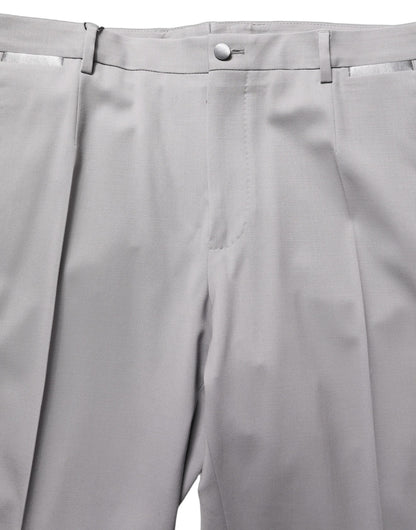 Gray Wool Tapered Men Dress Trouser Pants
