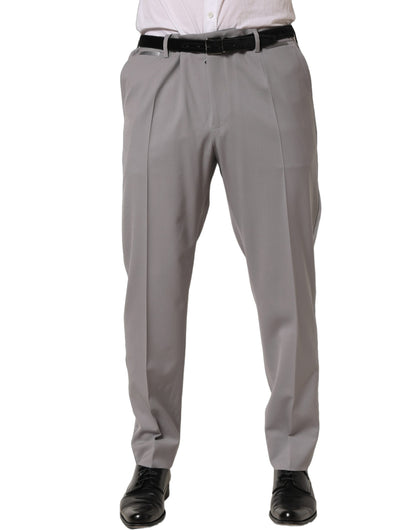 Gray Wool Tapered Men Dress Trouser Pants