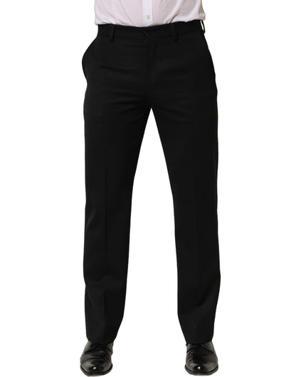 Black Wool Tapered Men Dress Trouser Pants