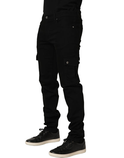 Black Cotton Stretch Skinny Men Denim Jeans