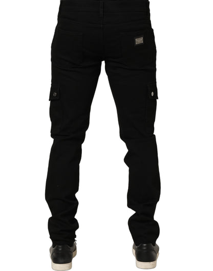 Black Cotton Stretch Skinny Men Denim Jeans