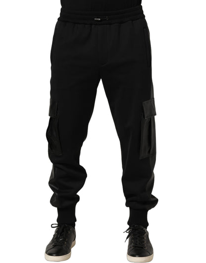 Black Mid Waist Cargo Jogger Sweatpants Pants