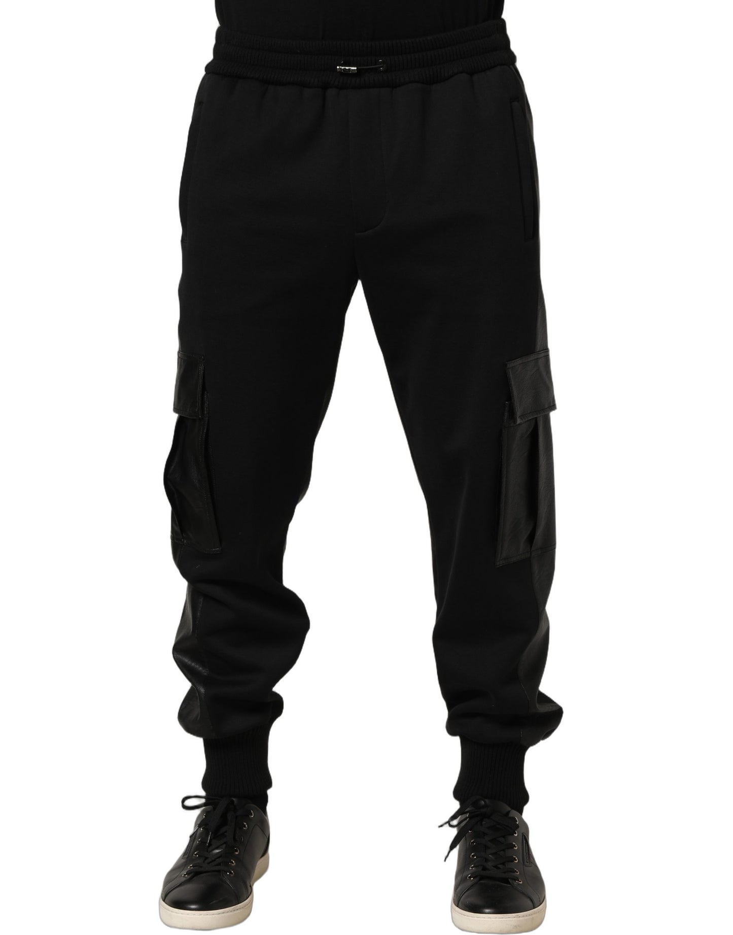 Black Mid Waist Cargo Jogger Sweatpants Pants